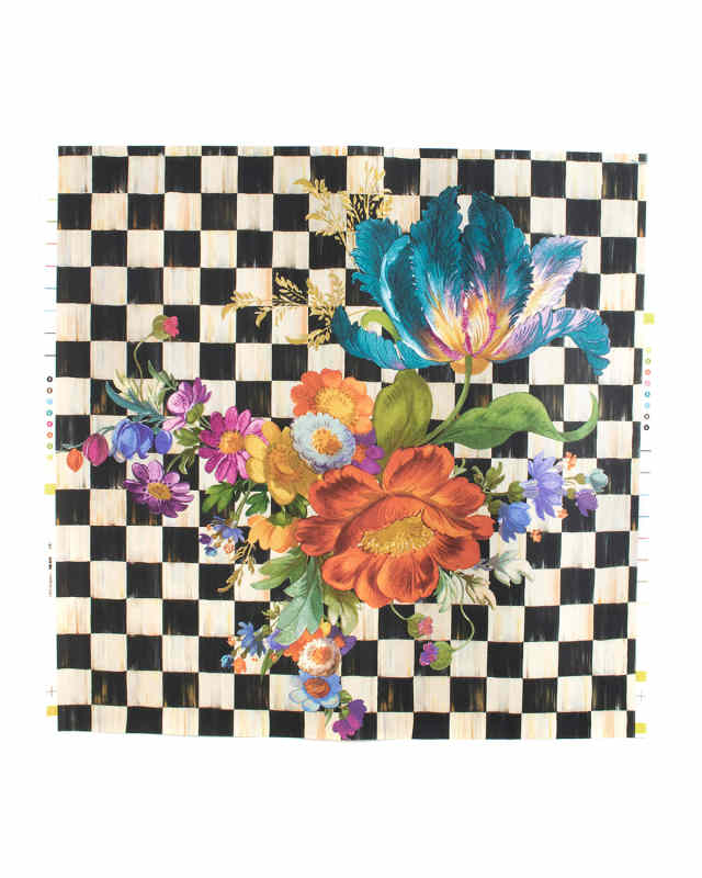 Courtly Flower Market Black Wallpaper